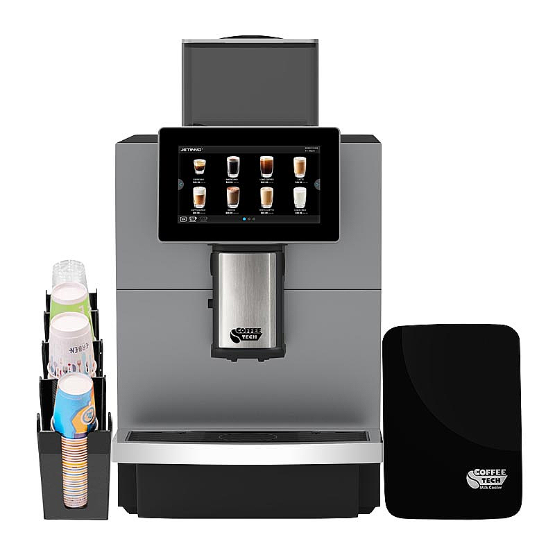 Coffeetech JL30 Tam Otomatik Kahve Makinesi, Iceberg Süt Soğutucu ve Karton Bardak Standı Hediyeli, Çelik Dış Yüzey - 1