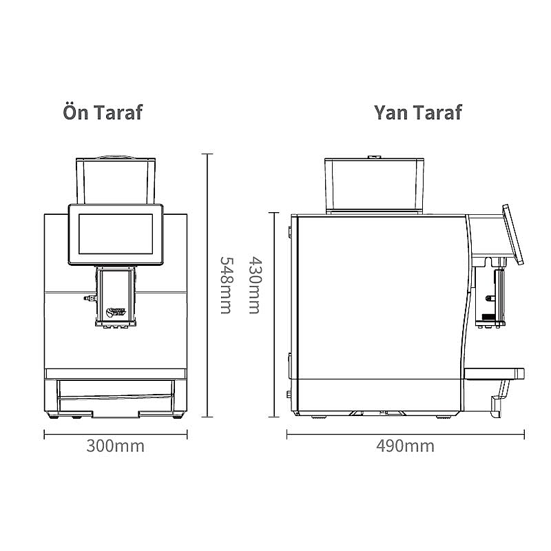 Coffeetech JL30 Tam Otomatik Kahve Makinesi, Iceberg Süt Soğutucu ve Karton Bardak Standı Hediyeli, Çelik Dış Yüzey - 5