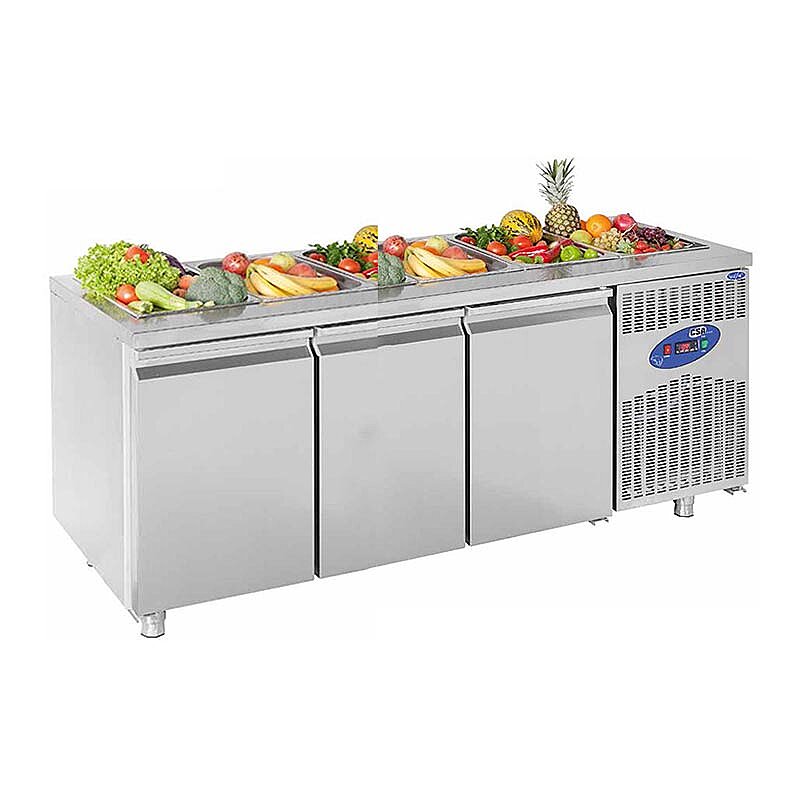 CSA CS-TEK 3-700 SH Havuzlu Salad Bar, Paslanmaz Çelik, 3 Kapılı, 474 Lt. - CSA Inox