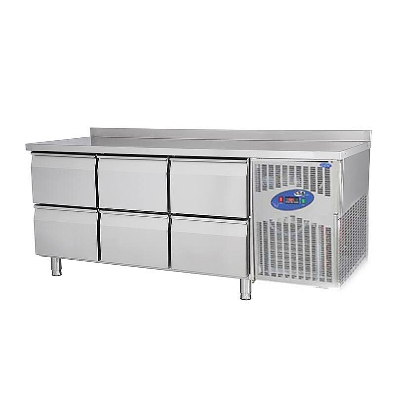 CSA CS-TEZ 2-600 Tezgah Tipi Buzdolabı, Paslanmaz Çelik, 6 Çekmeceli, 251 Lt. - CSA Inox
