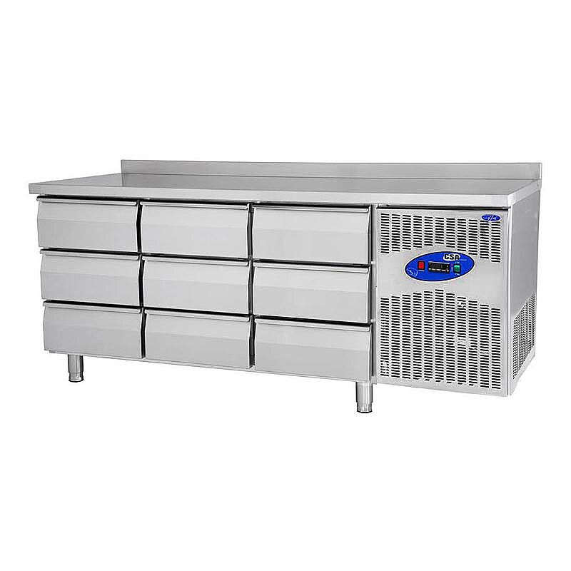 CSA CS-TEZ 3-600 Tezgah Tipi Buzdolabı, Paslanmaz Çelik, 9 Çekmeceli, 400 Lt. - CSA Inox