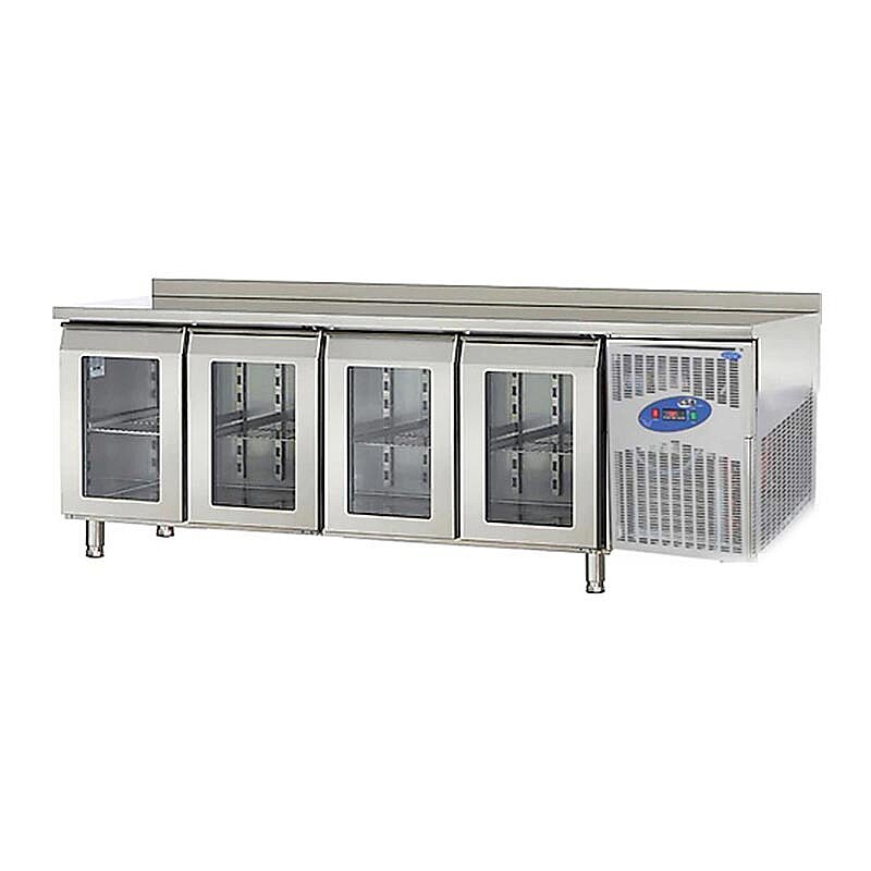 CSA CS-TEZ 4-600-C Tezgah Tipi Buzdolabı, Paslanmaz Çelik, 4 Cam Kapılı, 550 Lt. - CSA Inox