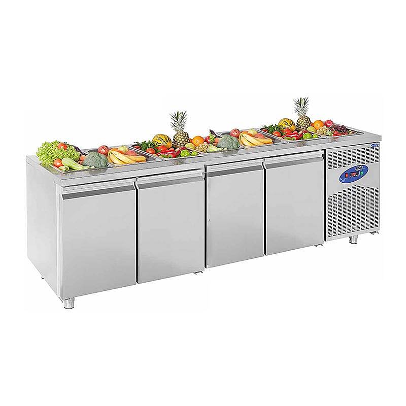 CSA CS-TEZ 4-700-SH Havuzlu Salad Bar, Paslanmaz Çelik, 4 Kapılı, 632 Lt. - 1