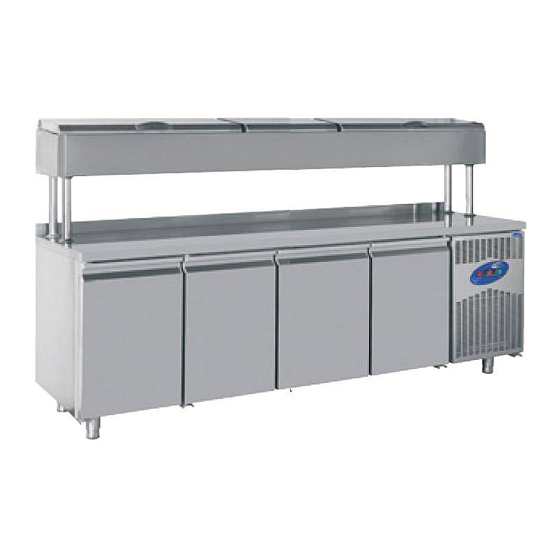 CSA CS-TEZ 4-700 YM Yükseltilmiş Make-Up Buzdolabı, Paslanmaz Çelik, 4 Kapılı, 632 Lt. - 1