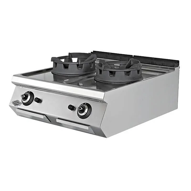 Empero 700 Plus 2 Brülörlü Set Üstü Wok Ocak, Paslanmaz Çelik, Doğalgazlı - 1