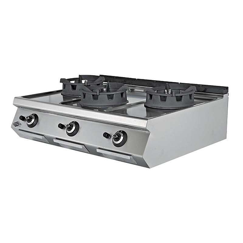 Empero 700 Plus 3 Brülörlü Set Üstü Wok Ocak, Paslanmaz Çelik, Doğalgazlı - Empero