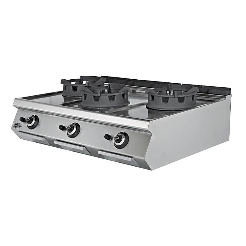 Empero 700 Plus 3 Brülörlü Set Üstü Wok Ocak, Paslanmaz Çelik, Doğalgazlı - 1