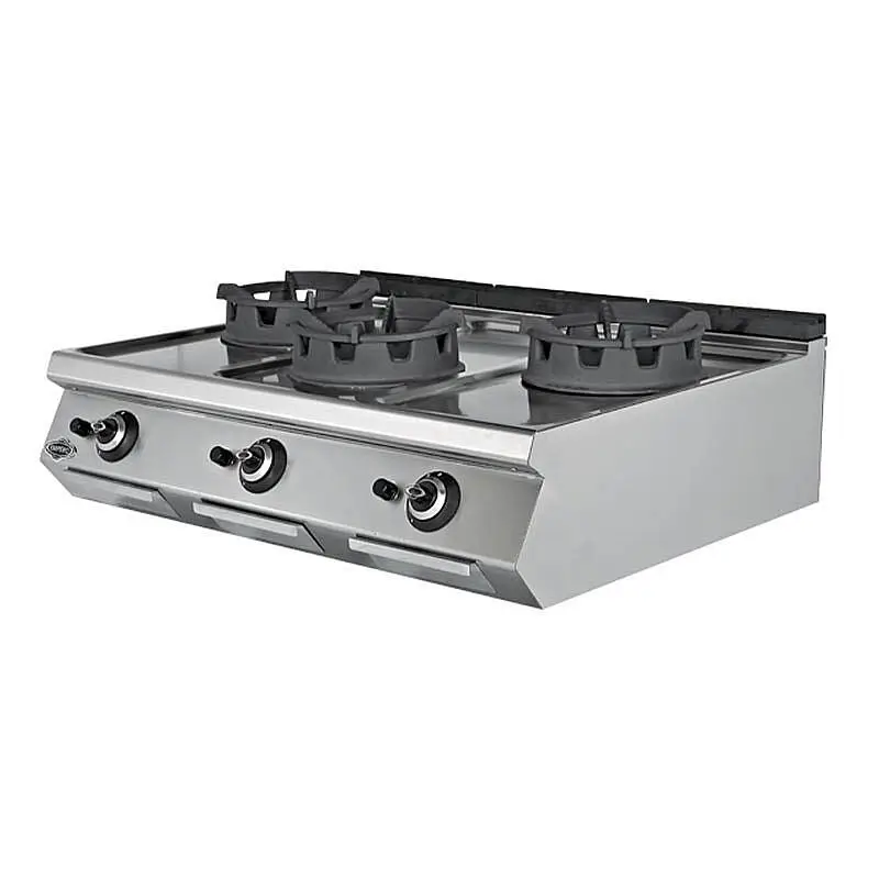 Empero 700 Plus 3 Brülörlü Set Üstü Wok Ocak, Paslanmaz Çelik, Doğalgazlı - 1