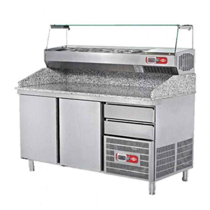 Empero EMP.160.80.02 Hamur Hazırlık Dolabı, Granit Tablalı, 2 Kapılı, 315 kg, 300 Lt. - Empero