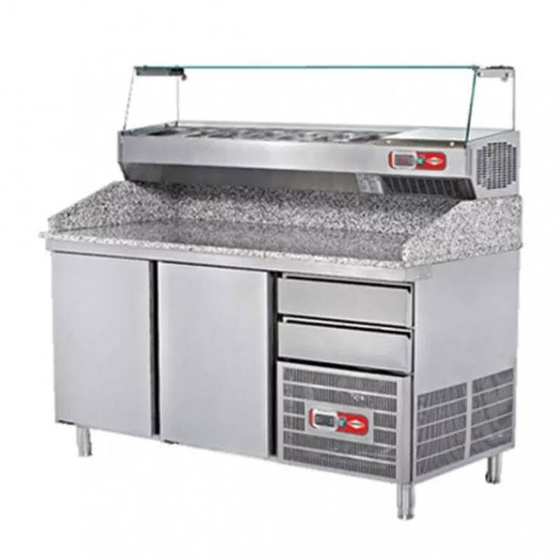 Empero EMP.160.80.02 Hamur Hazırlık Dolabı, Granit Tablalı, 2 Kapılı, 315 kg, 300 Lt. - 1