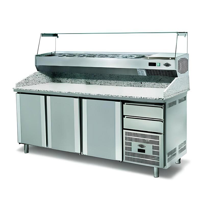 Empero EMP.210.80.02 Hamur Hazırlık Dolabı, Granit Tablalı, 3 Kapılı, 386 kg, 500 Lt. - Empero