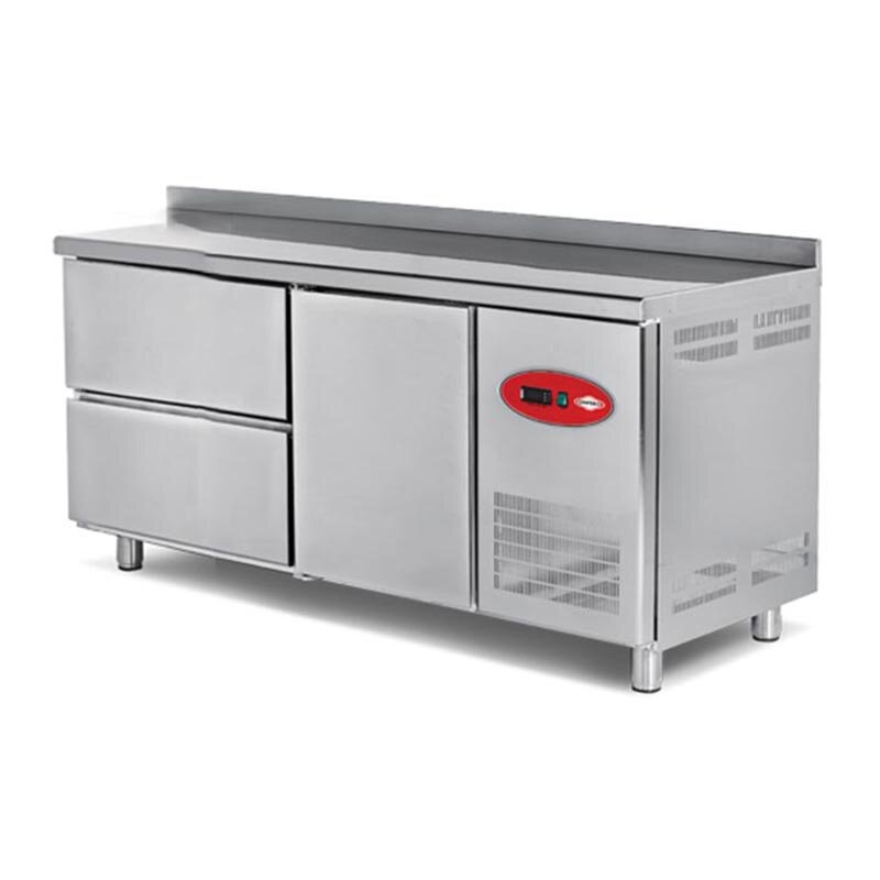 Empero Fanlı Tezgah Tipi Buzdolabı, Paslanmaz Çelik, 2 Çekmece+1 Kapı, 300 Lt. - Empero