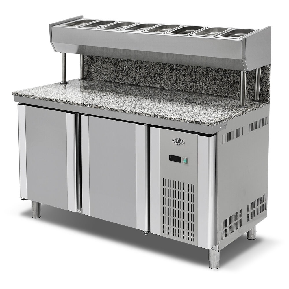 Empero Granitli Pizza ve Salata Hazırlık Buzdolabı, Fanlı Soğutma, 2 Kapılı, 300 Lt. - Empero