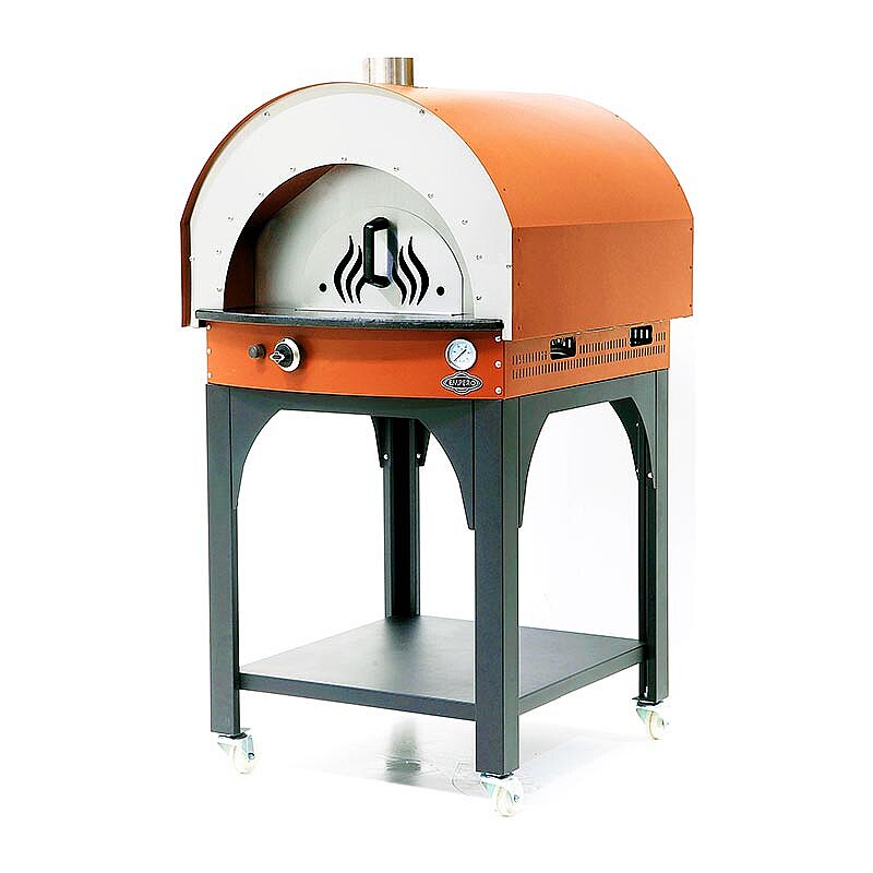 Empero PLF.PLS.D5.O Profesyonel Ev Tipi Taş Tabanlı 25 cm x 4 Pizza Kapasiteli Pizza ve Pide Fırını, Gazlı, Turuncu - 6