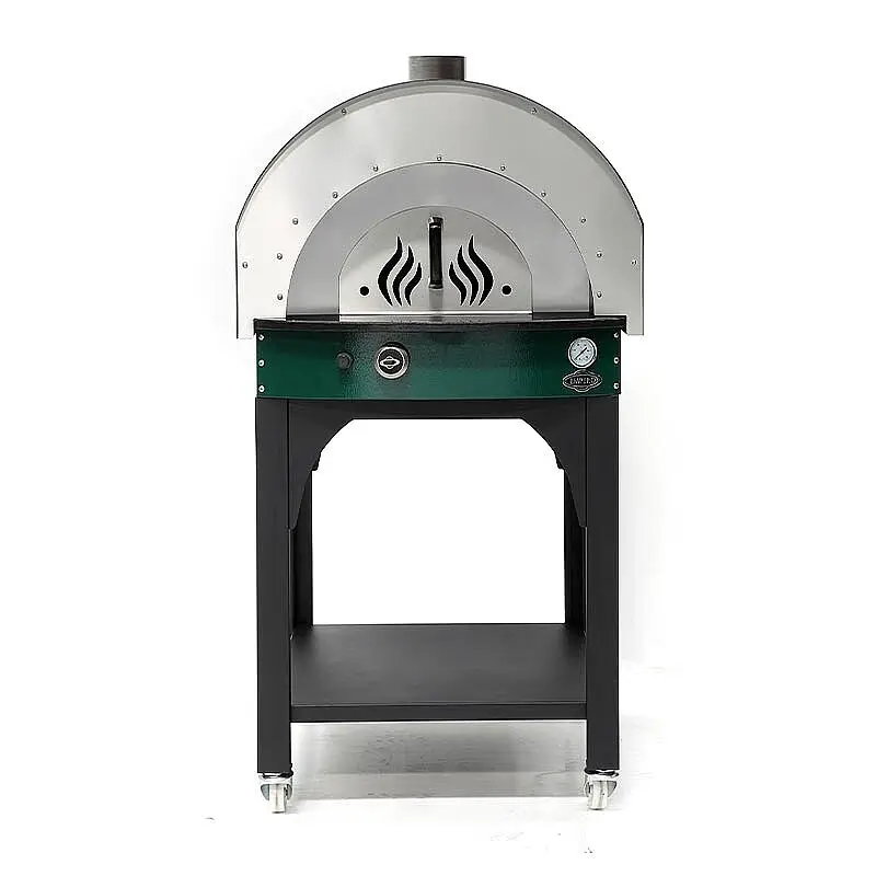 Empero PLF.PLS.D5.W.G Profesyonel Ev Tipi Taş Tabanlı 25 cm x 4 Pizza Kapasiteli Pizza ve Pide Fırını, Odunlu, Yeşil - 4