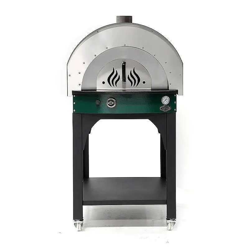 Empero PLF.PLS.D5.W.G Profesyonel Ev Tipi Taş Tabanlı 25 cm x 4 Pizza Kapasiteli Pizza ve Pide Fırını, Odunlu, Yeşil - 4