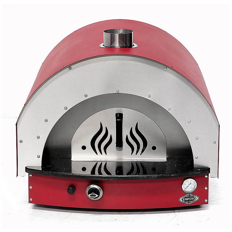 Empero PLF.PLS.D5.W.R Profesyonel Ev Tipi Taş Tabanlı 25 cm x 4 Pizza Kapasiteli Pizza ve Pide Fırını, Odunlu, Kırmızı - Empero