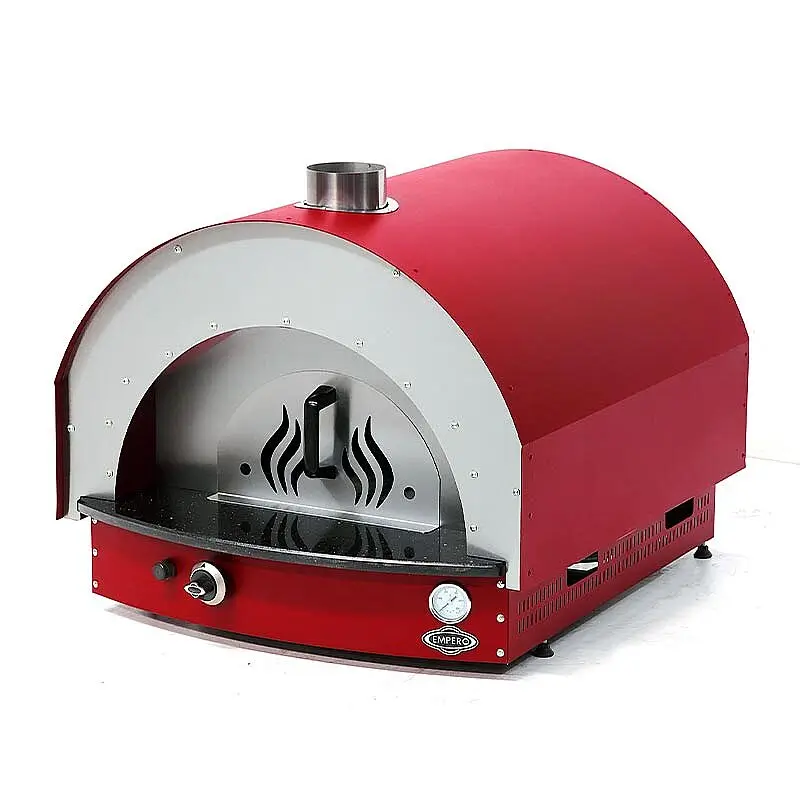 Empero PLF.PLS.D5.W.R Profesyonel Ev Tipi Taş Tabanlı 25 cm x 4 Pizza Kapasiteli Pizza ve Pide Fırını, Odunlu, Kırmızı - Empero (1)