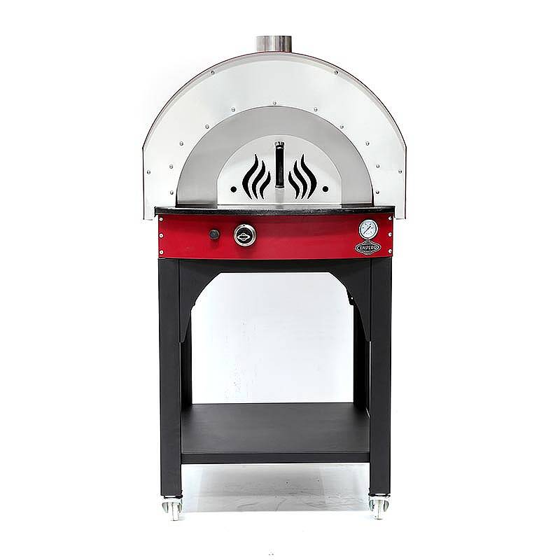 Empero PLF.PLS.D5.W.R Profesyonel Ev Tipi Taş Tabanlı 25 cm x 4 Pizza Kapasiteli Pizza ve Pide Fırını, Odunlu, Kırmızı - 5