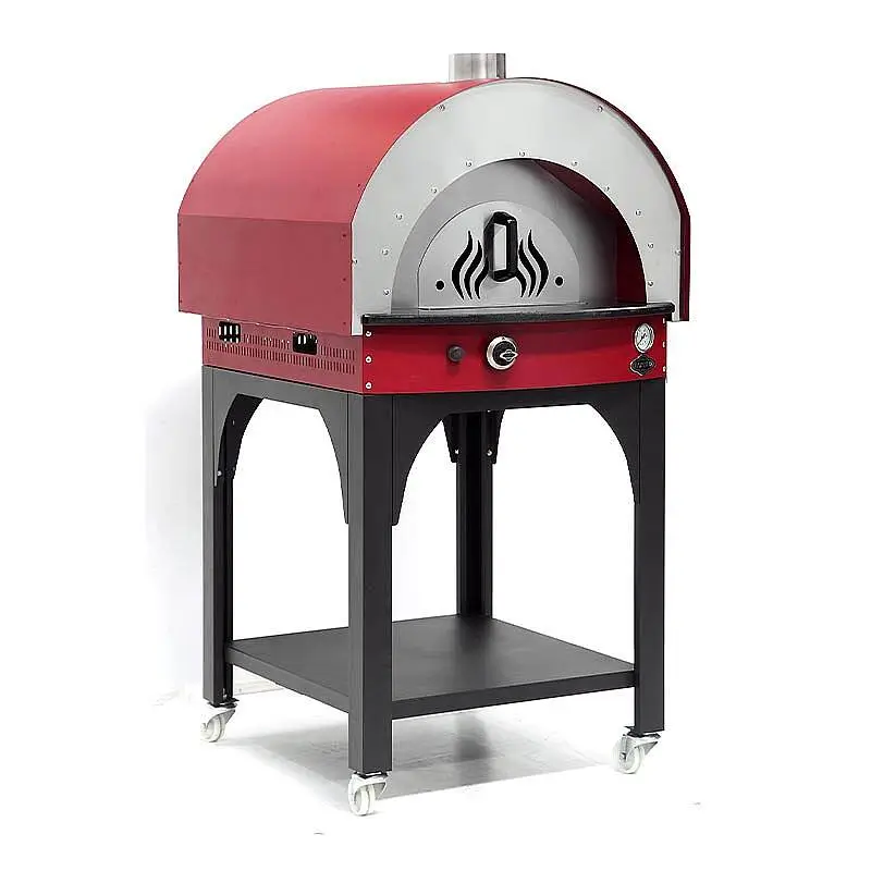 Empero PLF.PLS.D5.W.R Profesyonel Ev Tipi Taş Tabanlı 25 cm x 4 Pizza Kapasiteli Pizza ve Pide Fırını, Odunlu, Kırmızı - 4