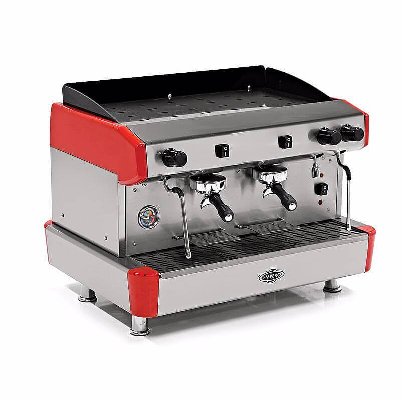 Empero Yarı Otomatik Espresso Kahve Makinesi, 2 Gruplu, 11 Lt, Kırmızı - 1