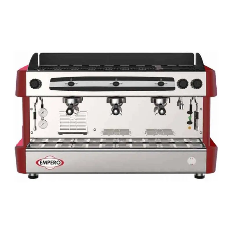 Empero Yarı Otomatik Espresso Kahve Makinesi, 3 Gruplu, 230 V, Kırmızı - 1