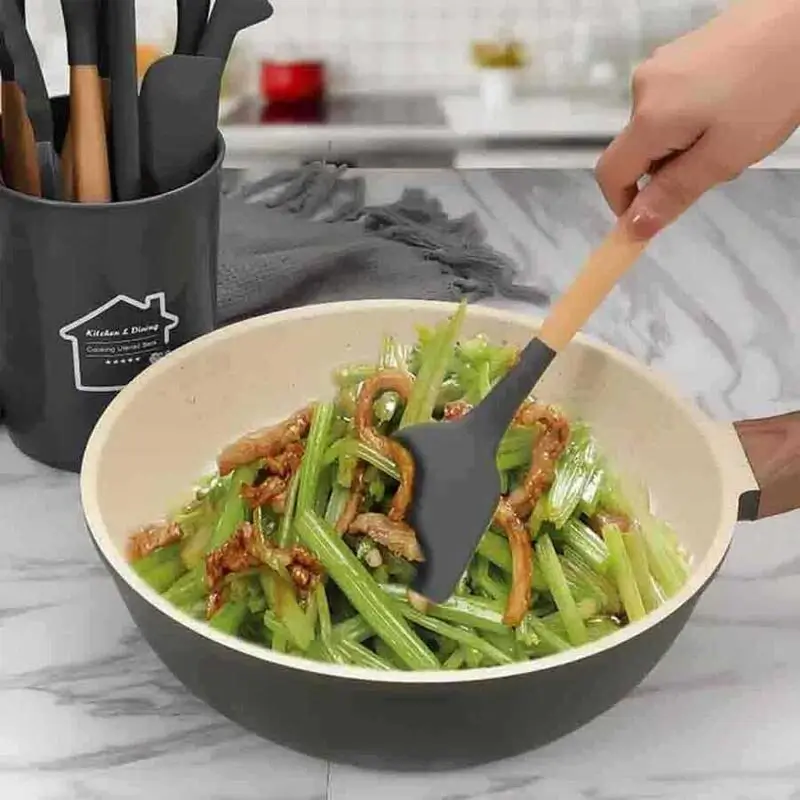 Epinox ASP-12 Ahşap Saplı Silikon Servis Spatulası, 31.5 cm - Epinox (1)