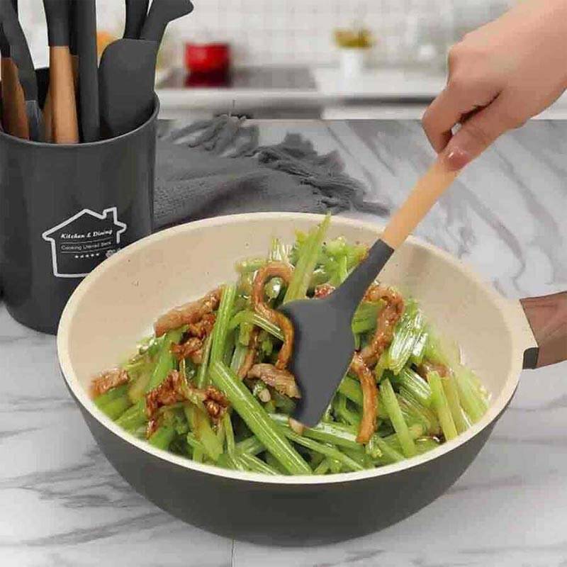 Epinox ASP-12 Ahşap Saplı Silikon Servis Spatulası, 31.5 cm - 2