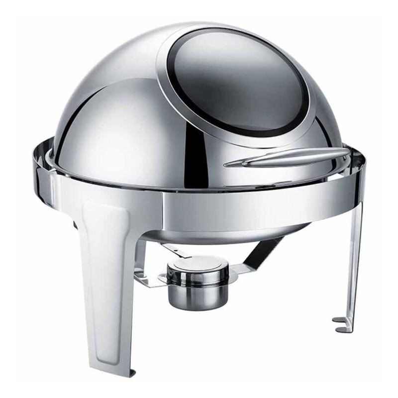 Epinox CDC-6C Roll Top Kapaklı Chafing Dish, Yuvarlak Camlı, 6 Lt, Elektrikli - Epinox