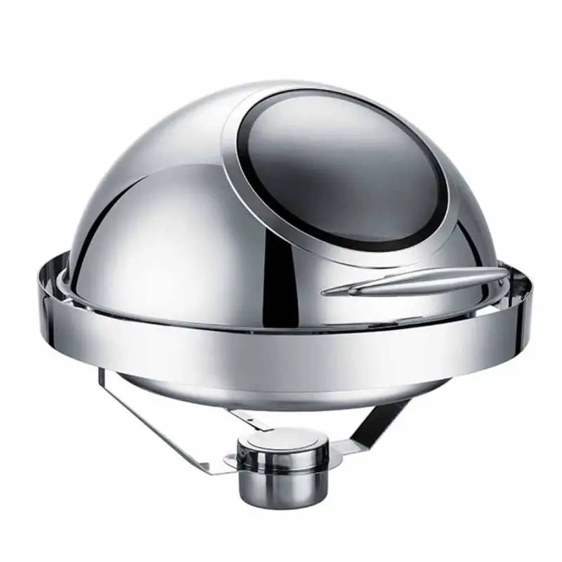 Epinox CDG-6C Roll Top Kapaklı, Yuvarlak Chafing Dish, Gömme Camlı, 6 Lt, Elektrikli - 1