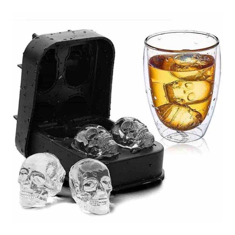 Epinox KBK-43 Dörtlü Kurukafa Silikon Buz Kalıbı, 40x28 mm, Siyah - 2