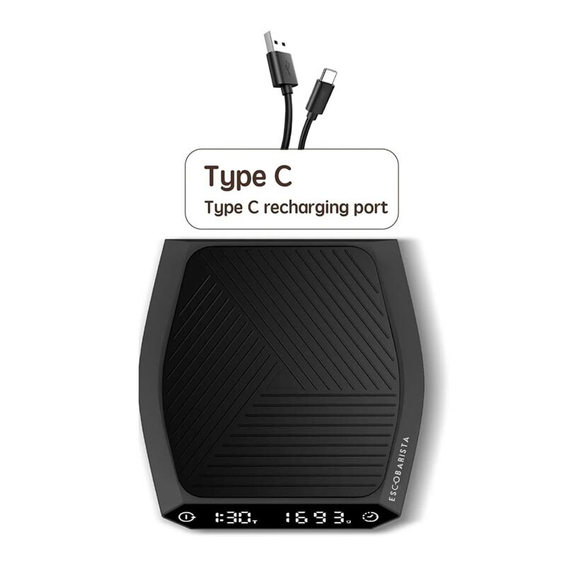 Escobarista Hassas Kahve Tartısı, USB-C Şarj, Beyaz - 4