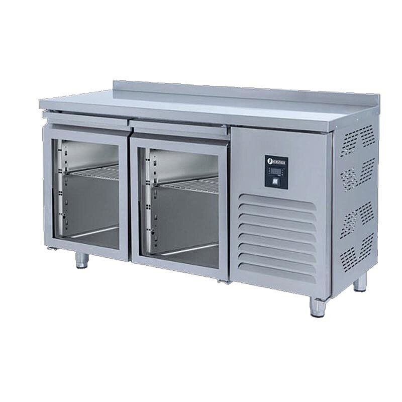 Iceinox CTS 275 CR UG Tezgah Tip Snack Buzdolabı, 2 Cam Kapılı, Paslanmaz Çelik, 150x60x85 cm - Iceinox