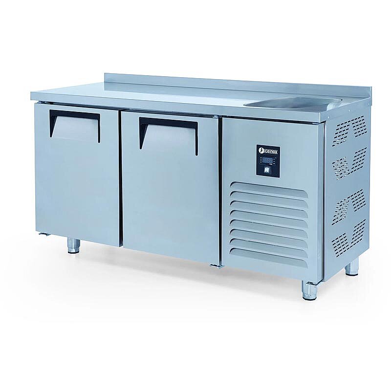 Iceinox CTS 275 Tezgah Tip Snack Buzdolabı, Paslanmaz Çelik, 2 Kapılı, 150x60x85 cm - Iceinox