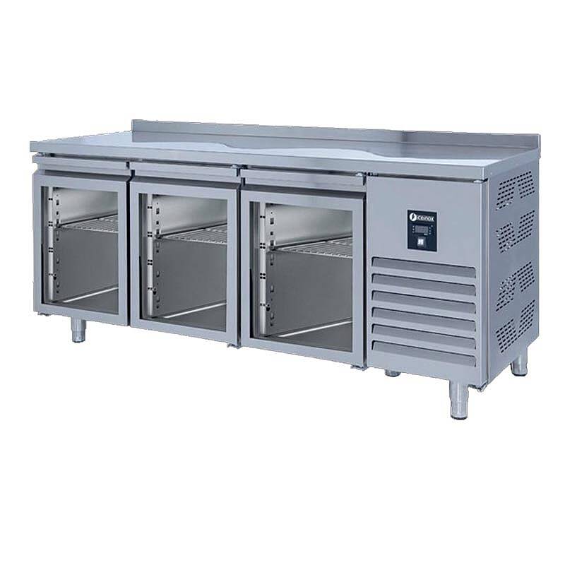 Iceinox CTS 440 CR UG Tezgah Tip Snack Buzdolabı, Paslanmaz Çelik, 3 Cam Kapılı - 1