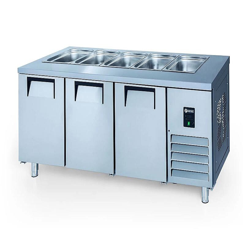 Iceinox STS 515 CR Servis Tip 3 Kapılı Buzdolabı, Paslanmaz Çelik, 200x70x85 cm - Iceinox