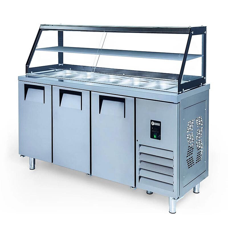 Iceinox STS G 515 Camlı Servis Buzdolabı, Paslanmaz Çelik, 3 Kapılı - Iceinox