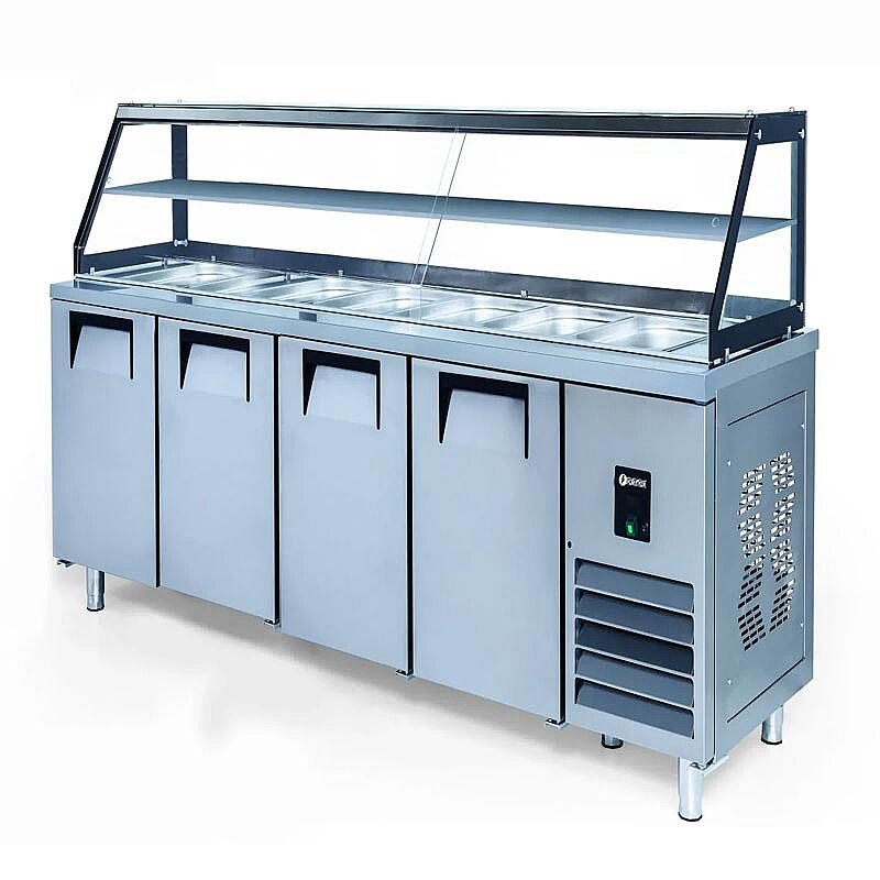 Iceinox STS G 650 CR Camlı Servis Buzdolabı, Paslanmaz Çelik, 4 Kapılı - Iceinox