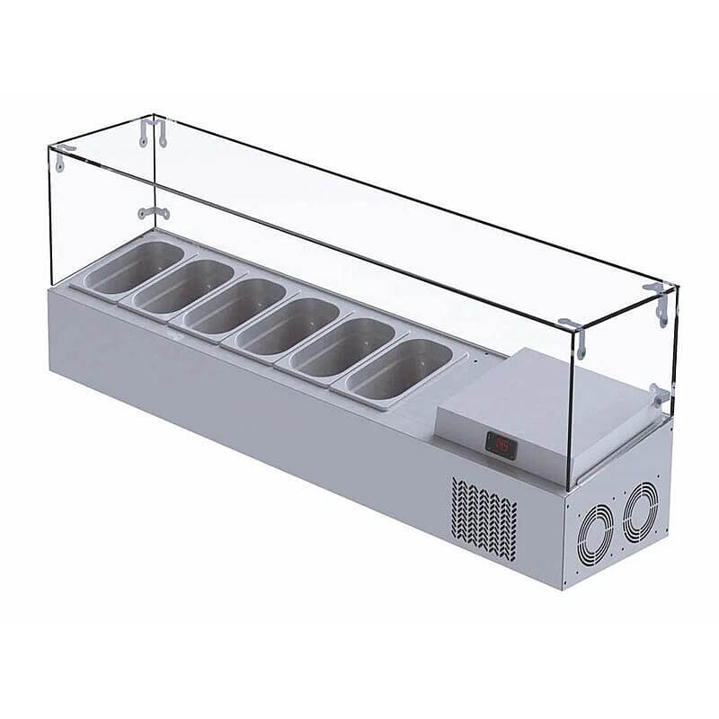 Iceinox VTP 178 GL Set Üstü Camlı Saladbar, GN 1/4 , 178x34x45 cm - Iceinox
