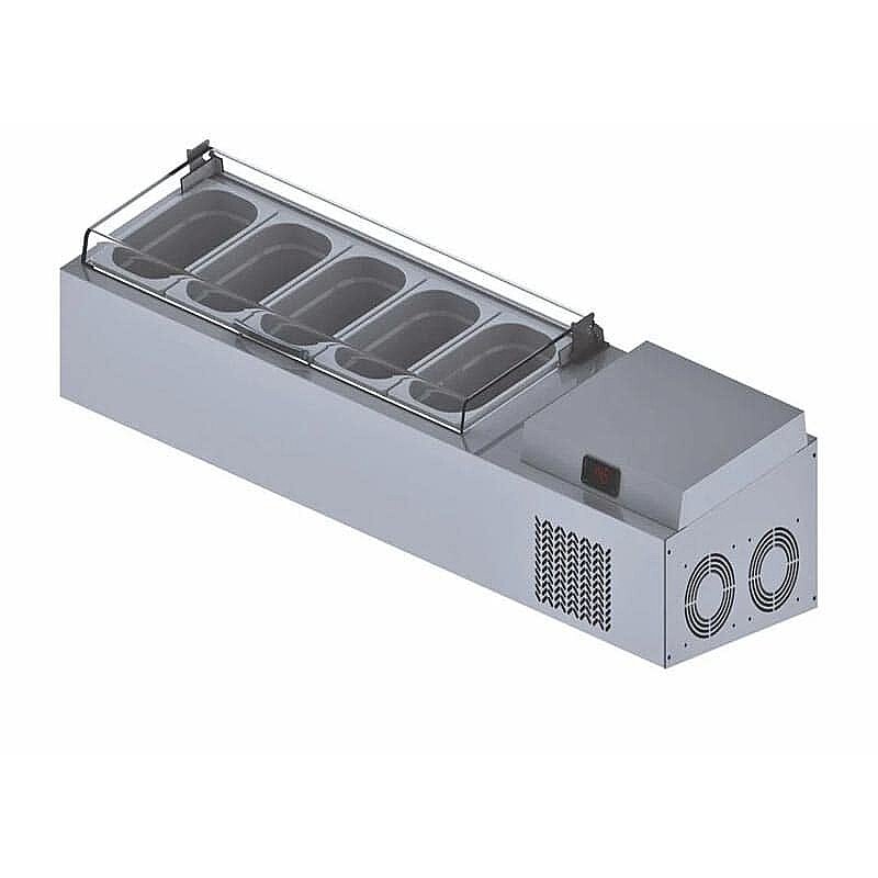 Iceinox VTP 250 PL Set Üstü Pleksi Kapaklı Saladbar, 225x34x30 cm, Icecool Marine Sistemi - Iceinox