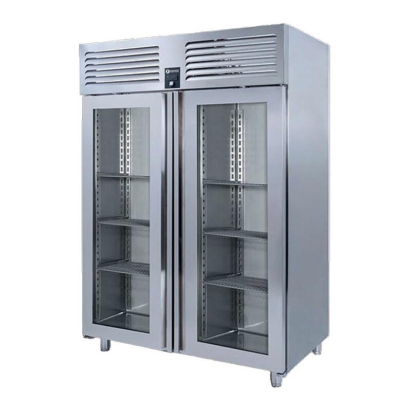 Iceinox VTS 1150 CR VG Dik Tip Snack ve GN Buzdolabı, Paslanmaz Çelik, 2 Cam Kapılı - Iceinox