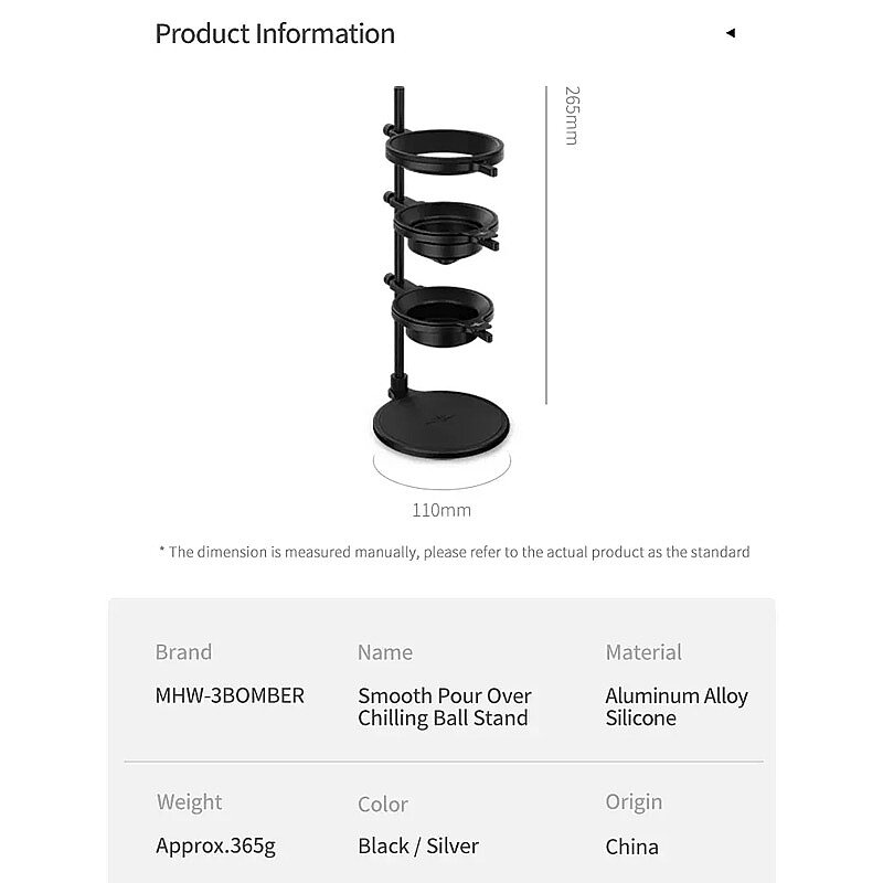 MHW-3Bomber BCH6640B Pour Over Soğutucu Ayarlanabilir Top Standı, Siyah - 4