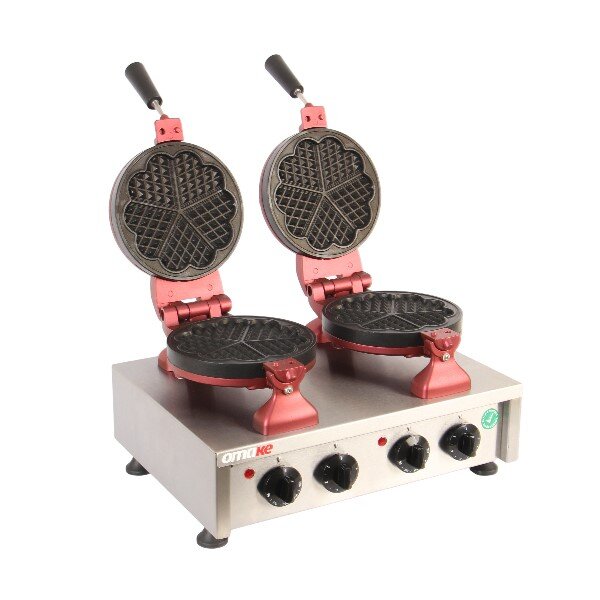 Omake Waffle Makinesi, Zaman Ayarlı, İkili WFL01.E22, Kalp Modeli - Omake