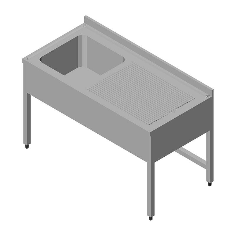 Öztiryakiler 1G/1D Evyeli Tezgah, Sağ Damlalıklı, 3 Perdeli, 140x60 cm - 1