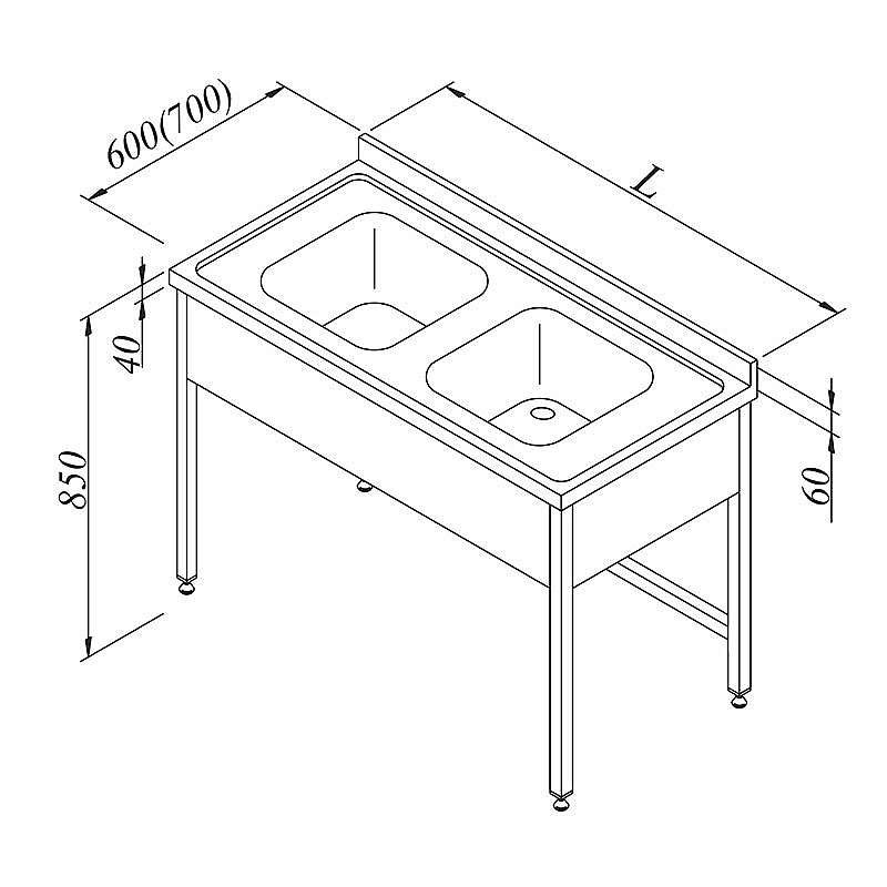 Öztiryakiler 2G Evyeli Tezgah, 3 Perdeli, 140x70 cm, 38 kg, Paslanmaz Çelik - Öztiryakiler