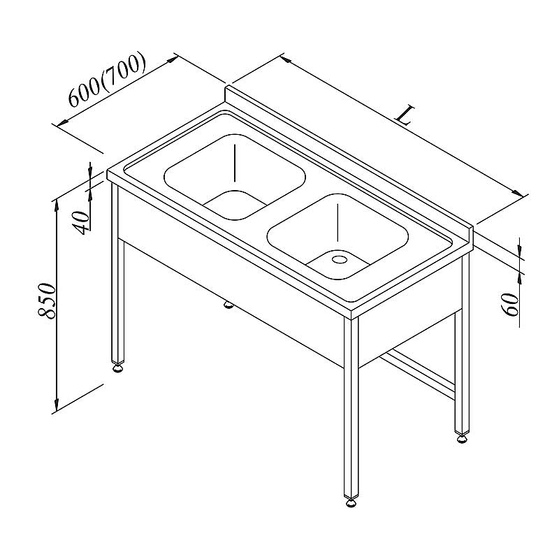 Öztiryakiler 3 Perdeli Evyeli Tezgah, 2G, 140x70 cm, 29.36 kg, Paslanmaz Çelik - 1