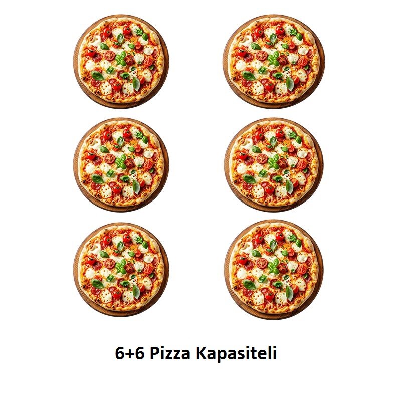 Öztiryakiler 30 cm x 6+6 Pizza Kapasiteli Çift Katlı Pizza Fırını, Elektrikli, 72x119x76 cm - Öztiryakiler (1)