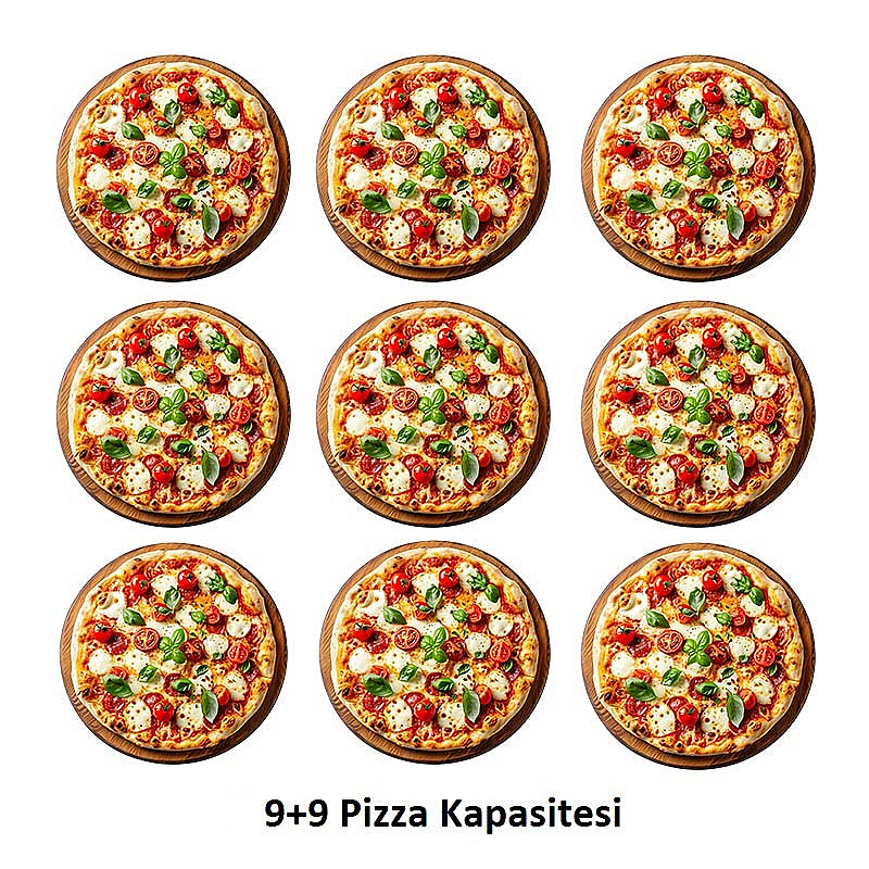 Öztiryakiler 34 cm x 18 Pizza Kapasiteli Mayalama Kabinli 3 Katlı Pizza ve Lahmacun Fırını, Elektrikli, 136x95x199 cm. - 2