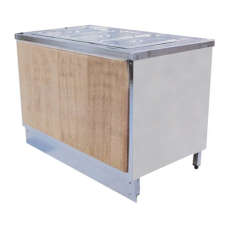 Öztiryakiler Ahşap Kaplamalı Sıcak Servis Bankosu, 3 GN 1/1-200 mm, 120x70 cm, Paslanmaz Çelik Gövdeli - 1