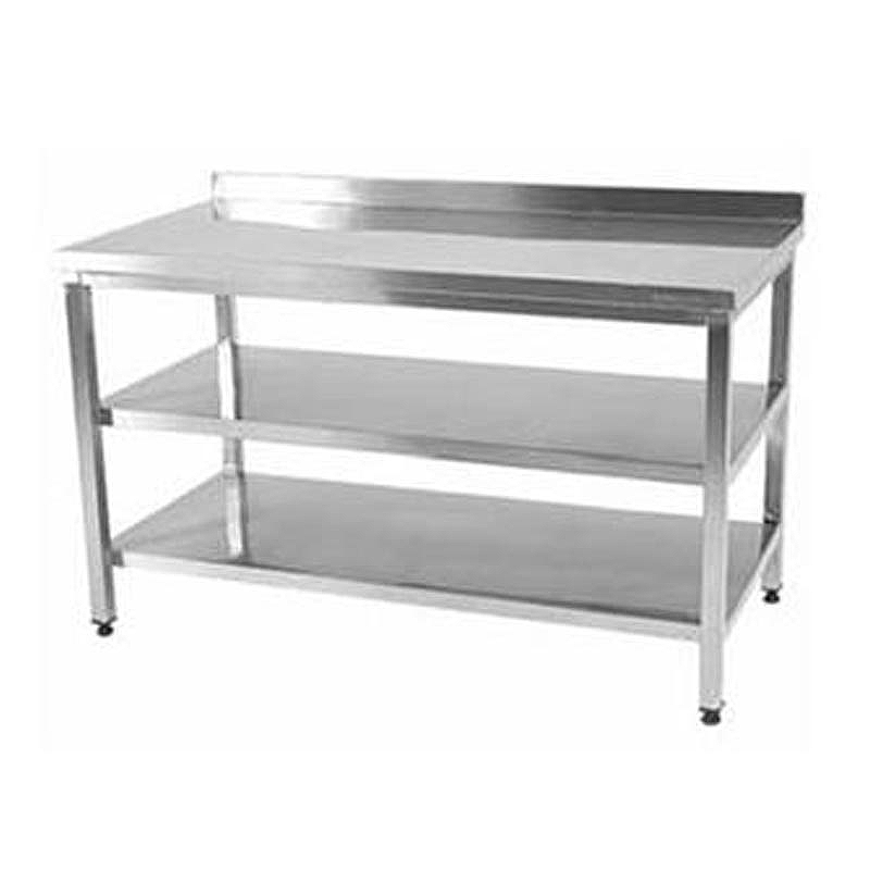 Öztiryakiler Ara Raflı Sırtlı Çalışma Tezgahı, 140x70 cm, Paslanmaz Çelik - 1